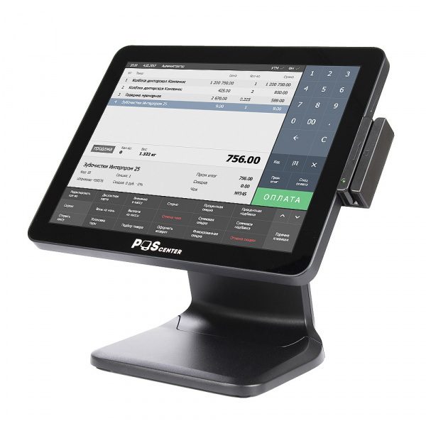 Сенсорный моноблок POSCenter POS101(15", PCAP, J3455, RAM 4Gb, SSD 64Gb, MSR) без ОС